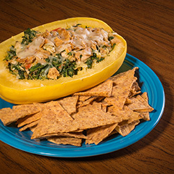 Spinach & Chicken Stuffed Spaghetti Squash 